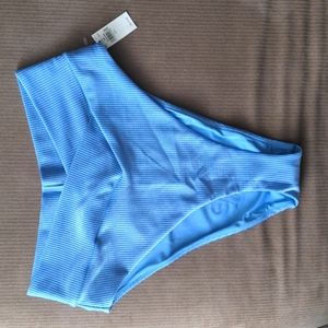 Aerie Ribbed Shine Crossover High Cut Cheeky Bikini Bottom - Large